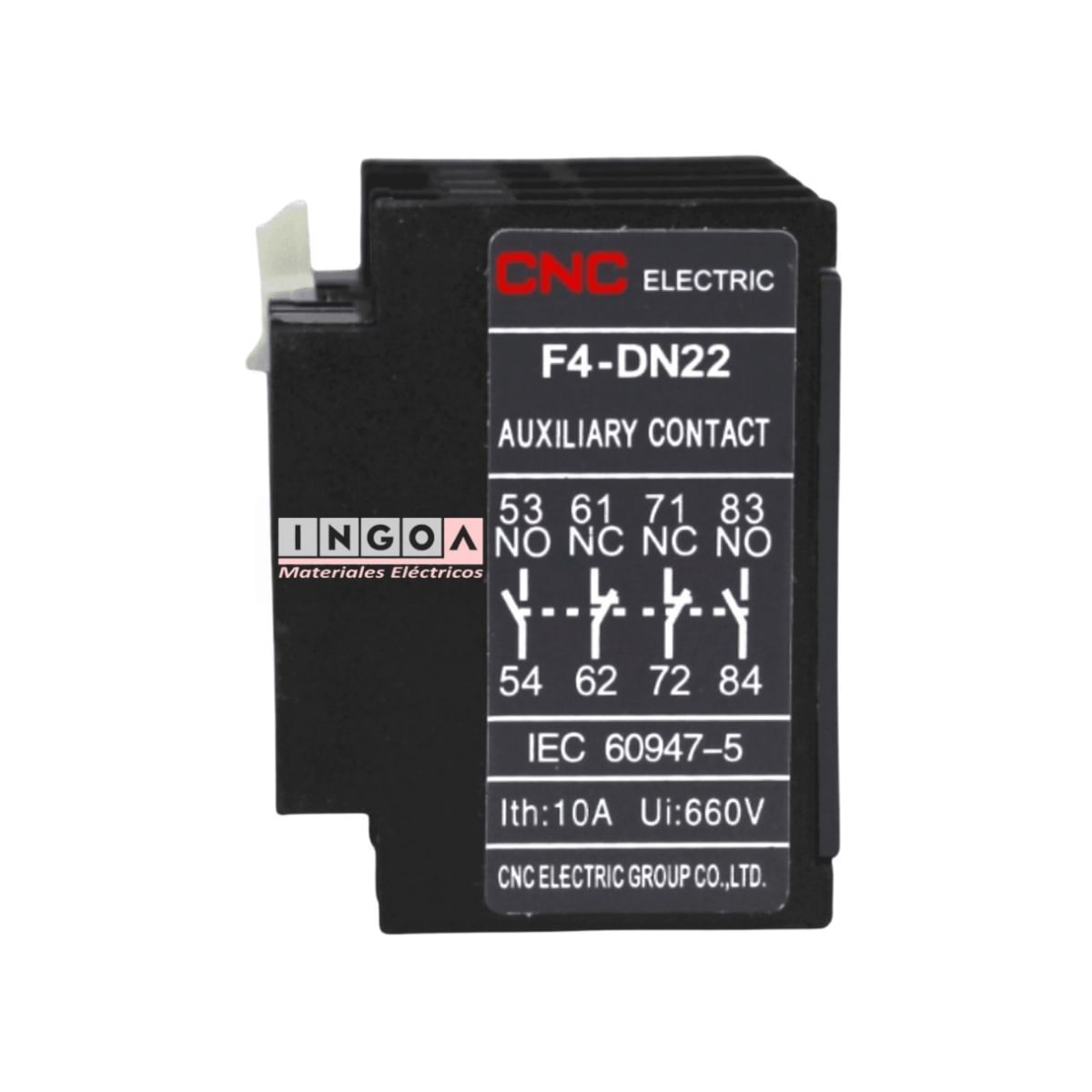 Contacto Auxiliar Frontal para Contactor 1NO+1NC - CNC - Vista 9