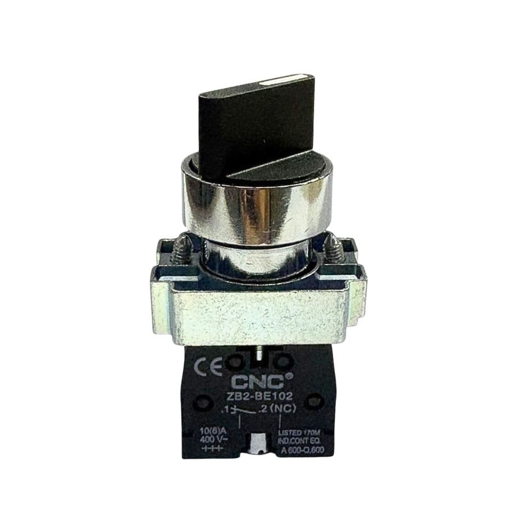 Selector Metálico 2 Posiciones Con Retorno 10A 1NO + 1NC 22MM CNC 0