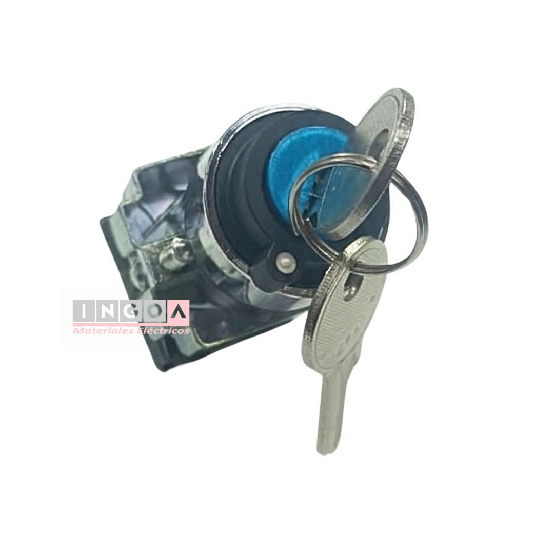Selector Metálico 2 Posiciones Con LLave 10A 1NO + 1NC 22MM CNC - Vista 2
