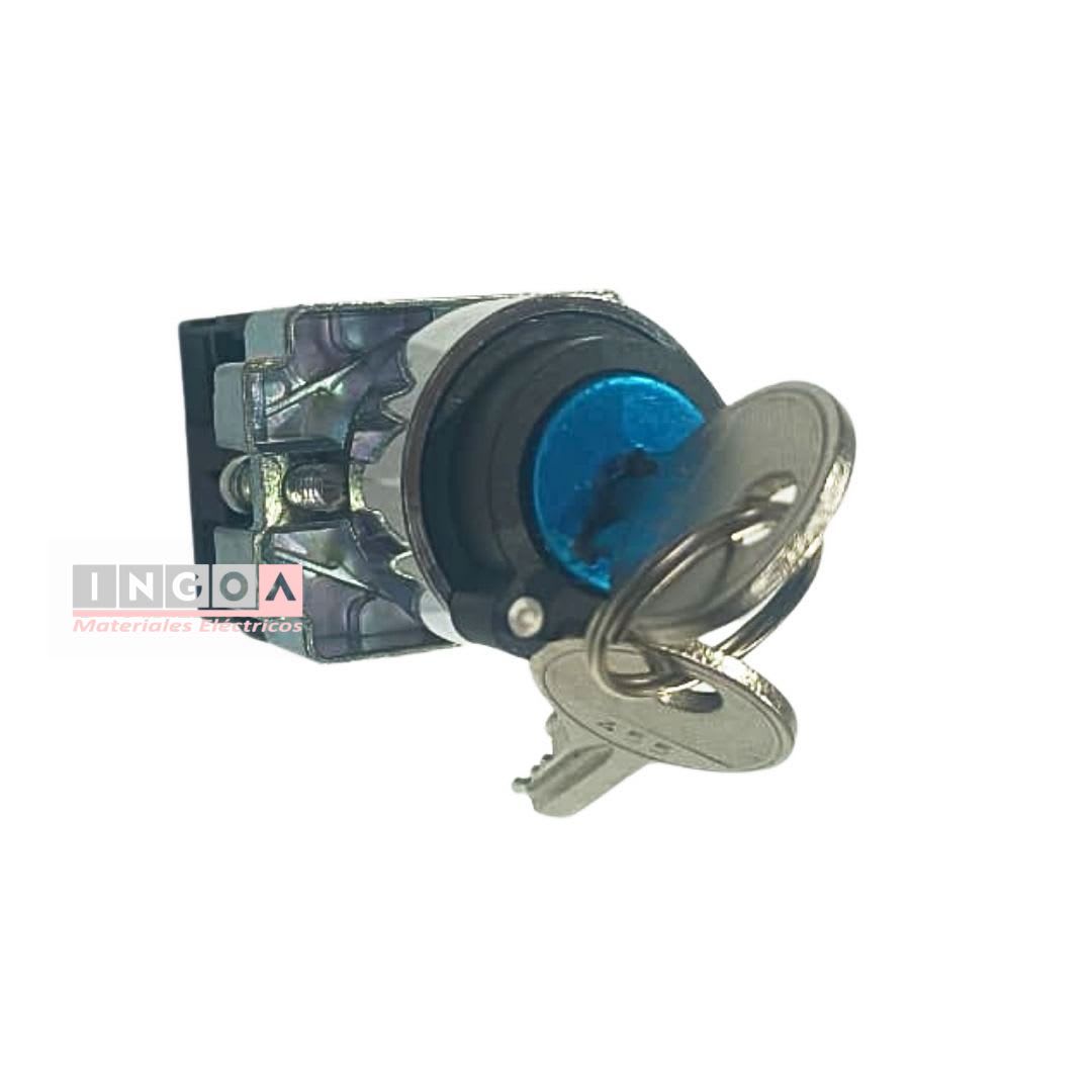 Selector Metálico 2 Posiciones Con LLave 10A 1NO + 1NC 22MM CNC - Vista 3