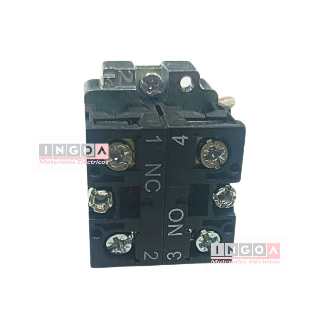 Selector Metálico 2 Posiciones Con LLave 10A 1NO + 1NC 22MM CNC - Vista 4