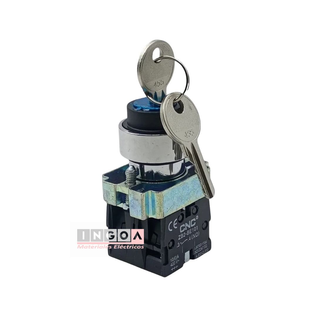 Selector Metálico 3 Posiciones Con LLave 10A 2NO 22MM CNC2
