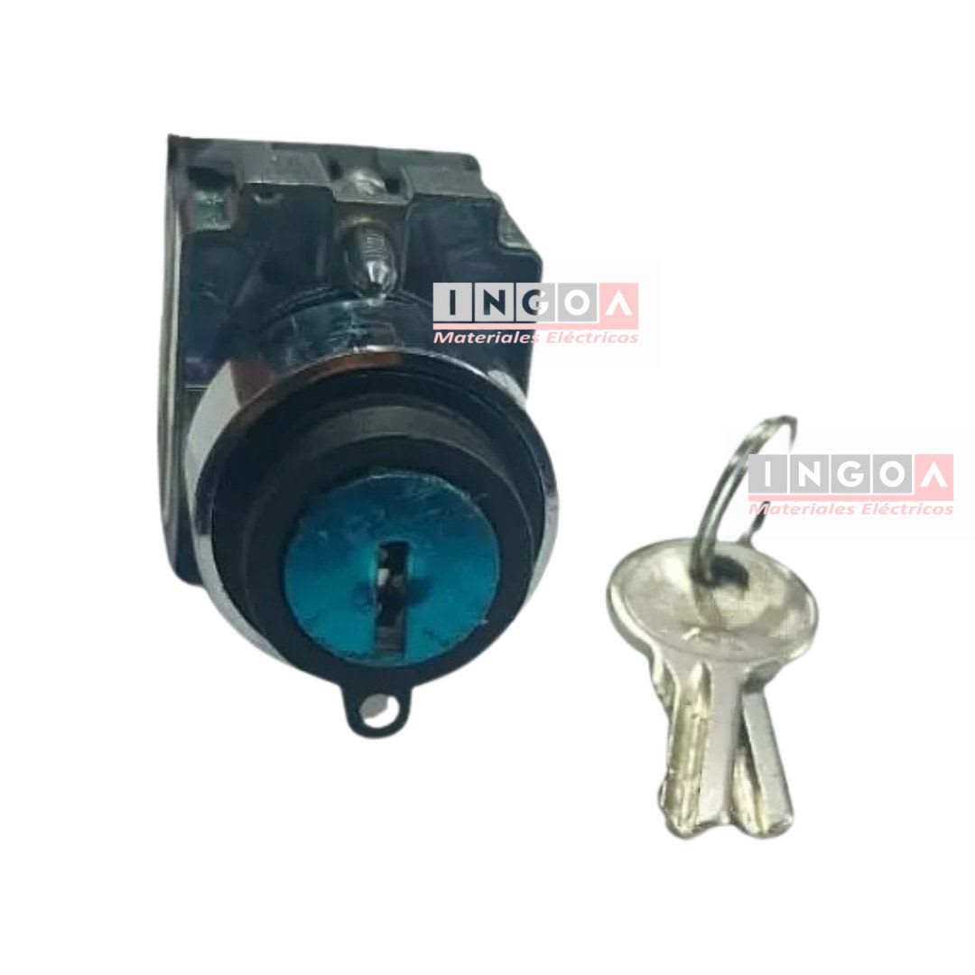 Selector Metálico 3 Posiciones Con LLave 10A 2NO 22MM CNC4
