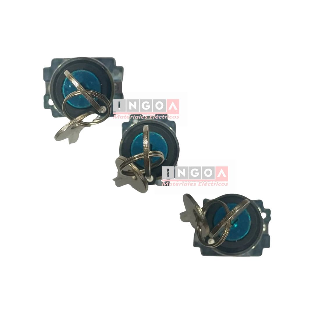 Selector Metálico 3 Posiciones Con LLave 10A 2NO 22MM CNC6