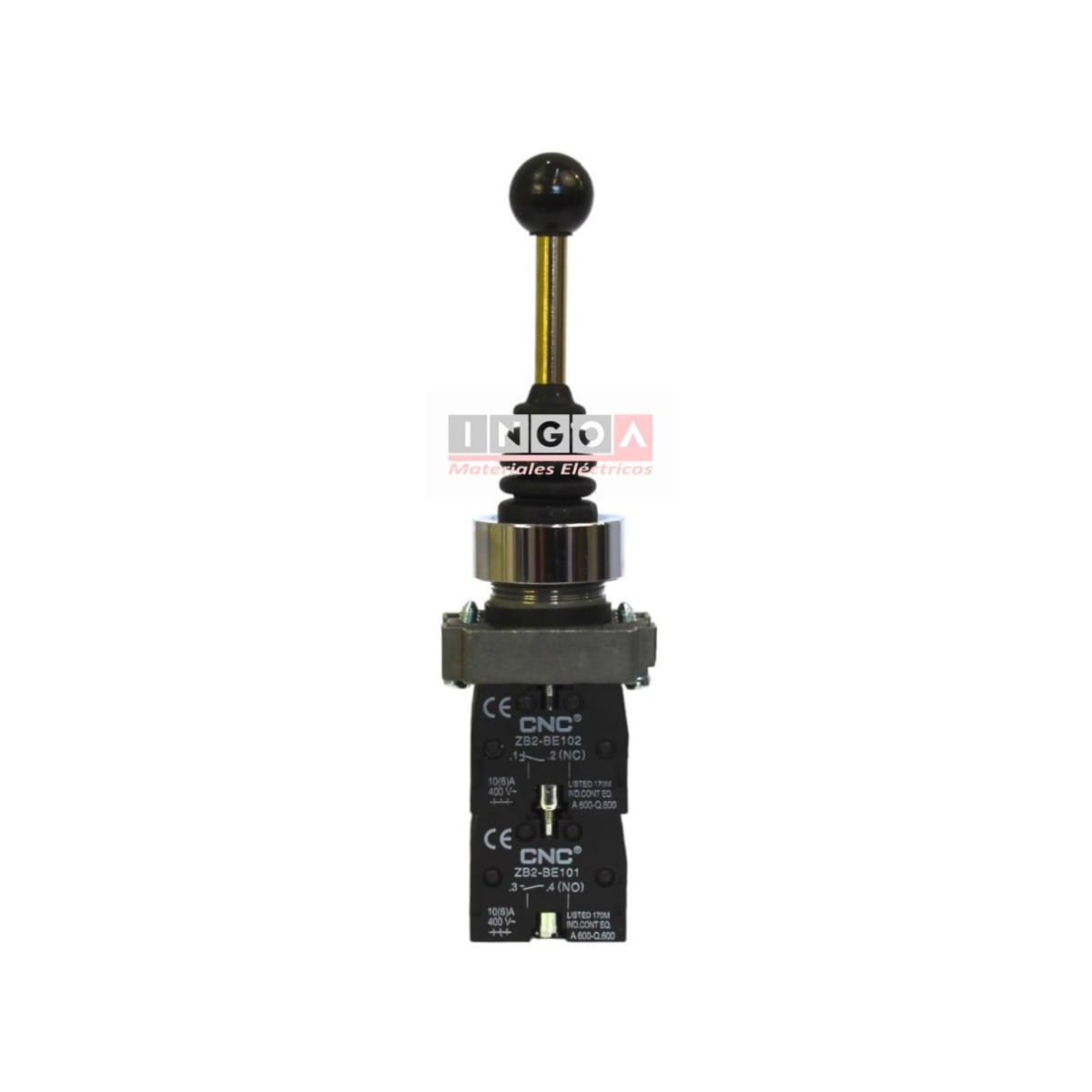 Interruptor Joystick Con Retorno 220V 10A 2NO 2NC LAY5-B2-PA242