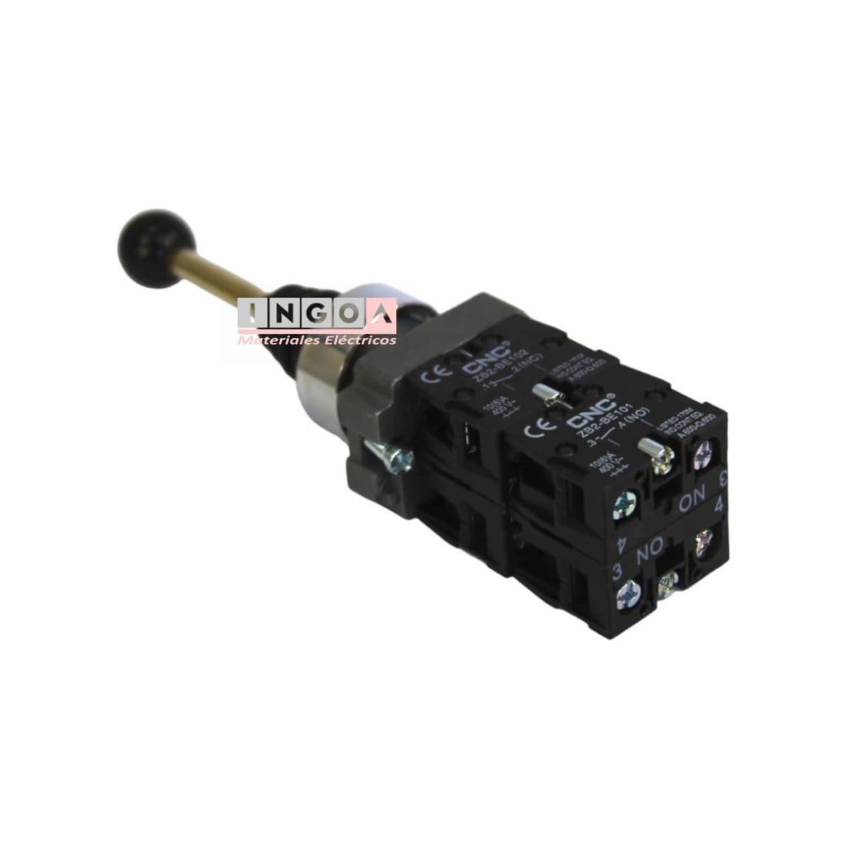 Interruptor Joystick Con Retorno 220V 10A 2NO 2NC LAY5-B2-PA245