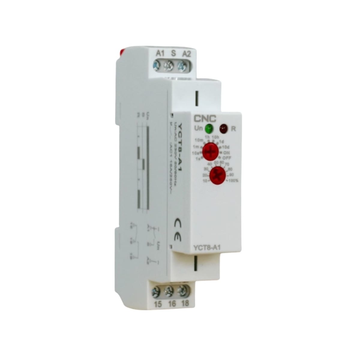 Rele On Delay Retardo a la Conexion YCT8-A01 (1S-10D) 16A 230Vac - CNC 0