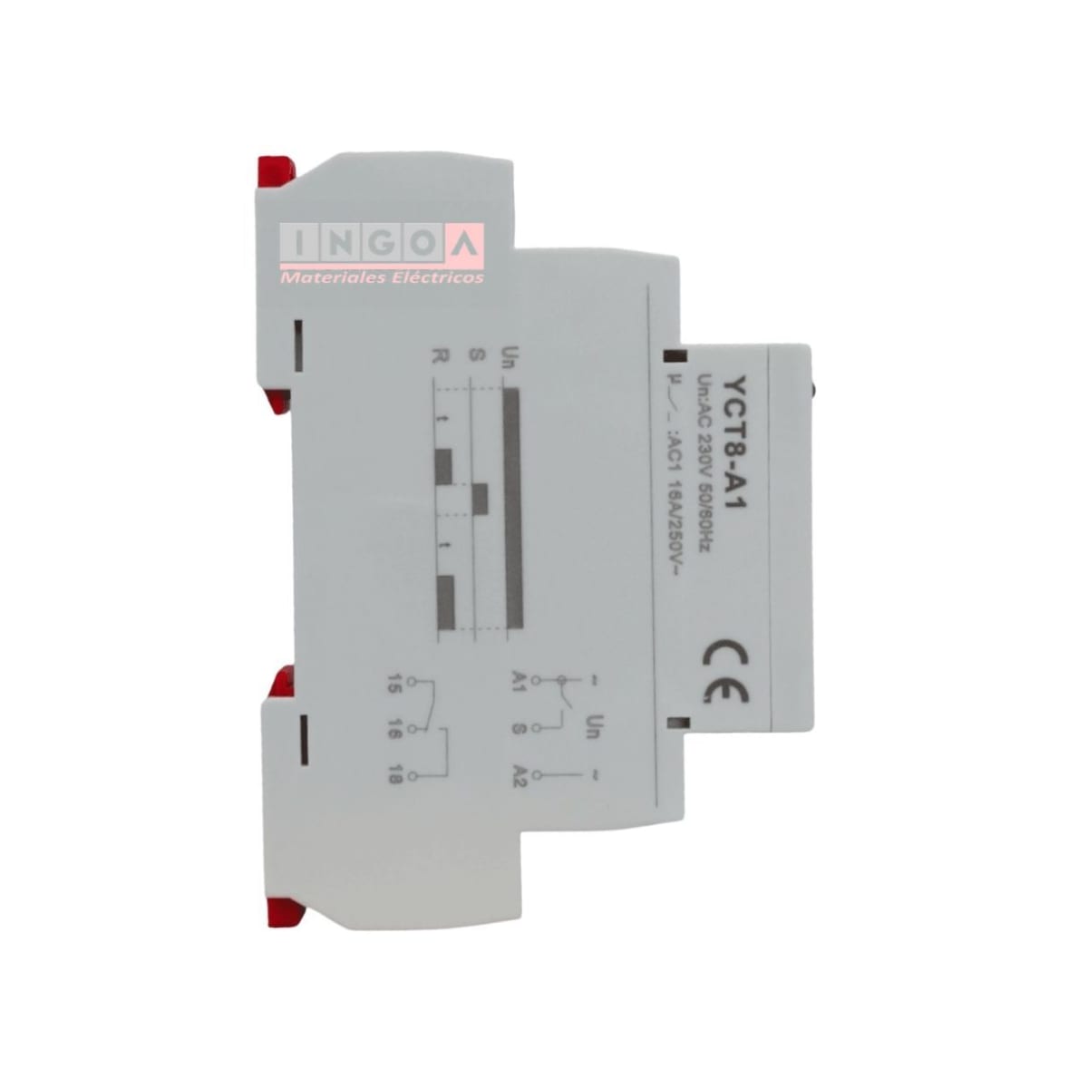 Rele On Delay Retardo a la Conexion YCT8-A01 (1S-10D) 16A 230Vac - CNC - Vista 3