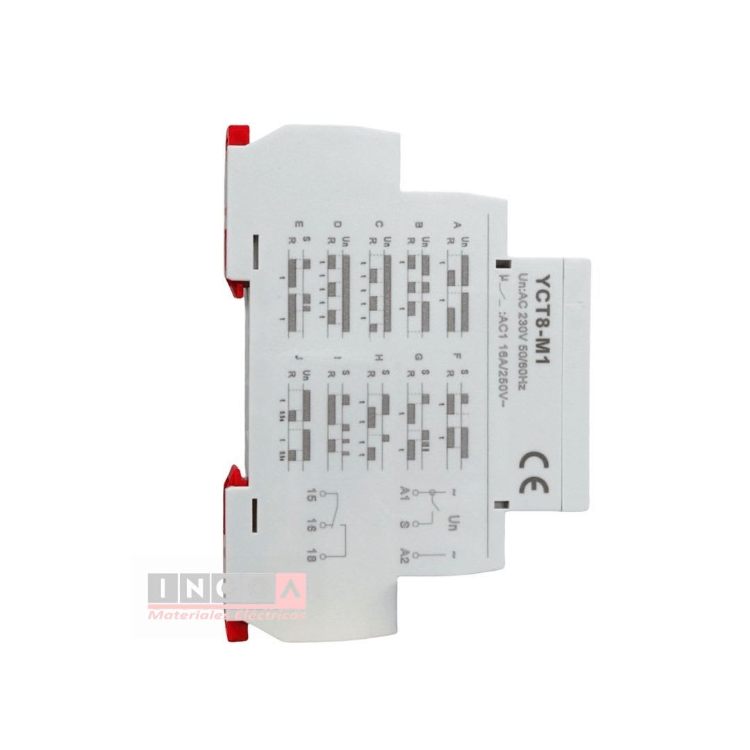 Rele Temporizador 10 Funciones YCT8-M1 1NO-1NC 16A 230V - CNC - Vista 3