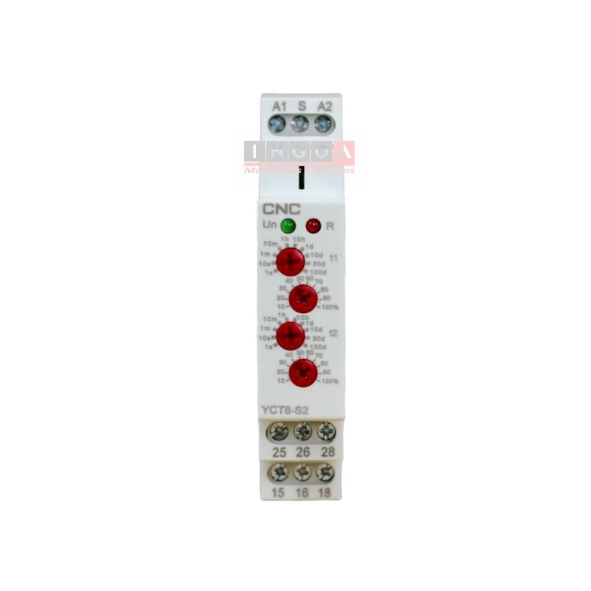 Rele de Alternancia Rele Ciclico 2NO/2NC 0.1s - 100dias 230V - CNC - Vista 2