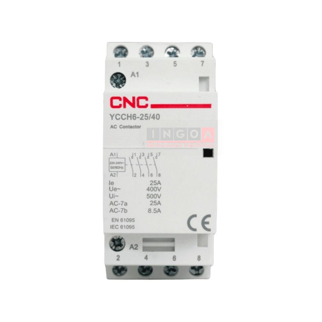 Contactor Modular 25A 4NO Bobina 220V - CNC YCCH6-25/40 - Vista 2