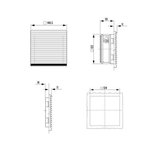 Kit de Ventilación para tablero 148.5x148.5mm Ral 7035, 220V 65-85m3/H5