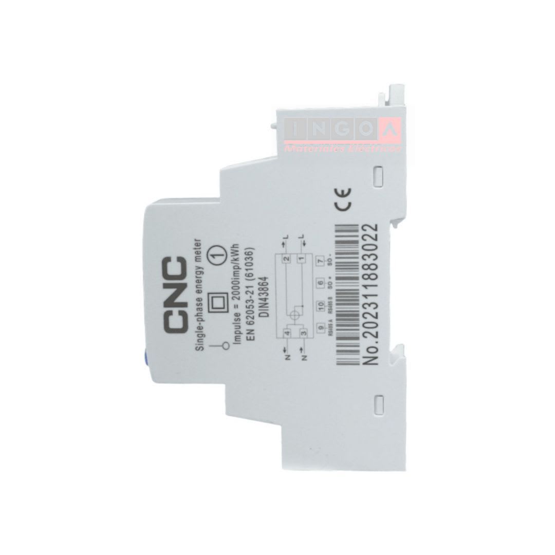 Remarcador Monofasico Digital a Riel Din 45A Modbus 1 puesto CNC4