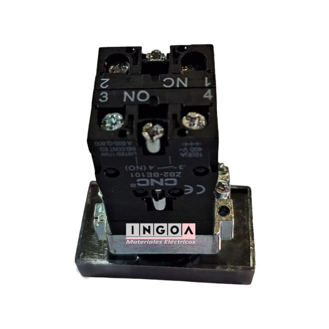 Pulsador Doble Partir/Parar Base Metal Centro Luminoso 22MM 1NA+1NC CNC2