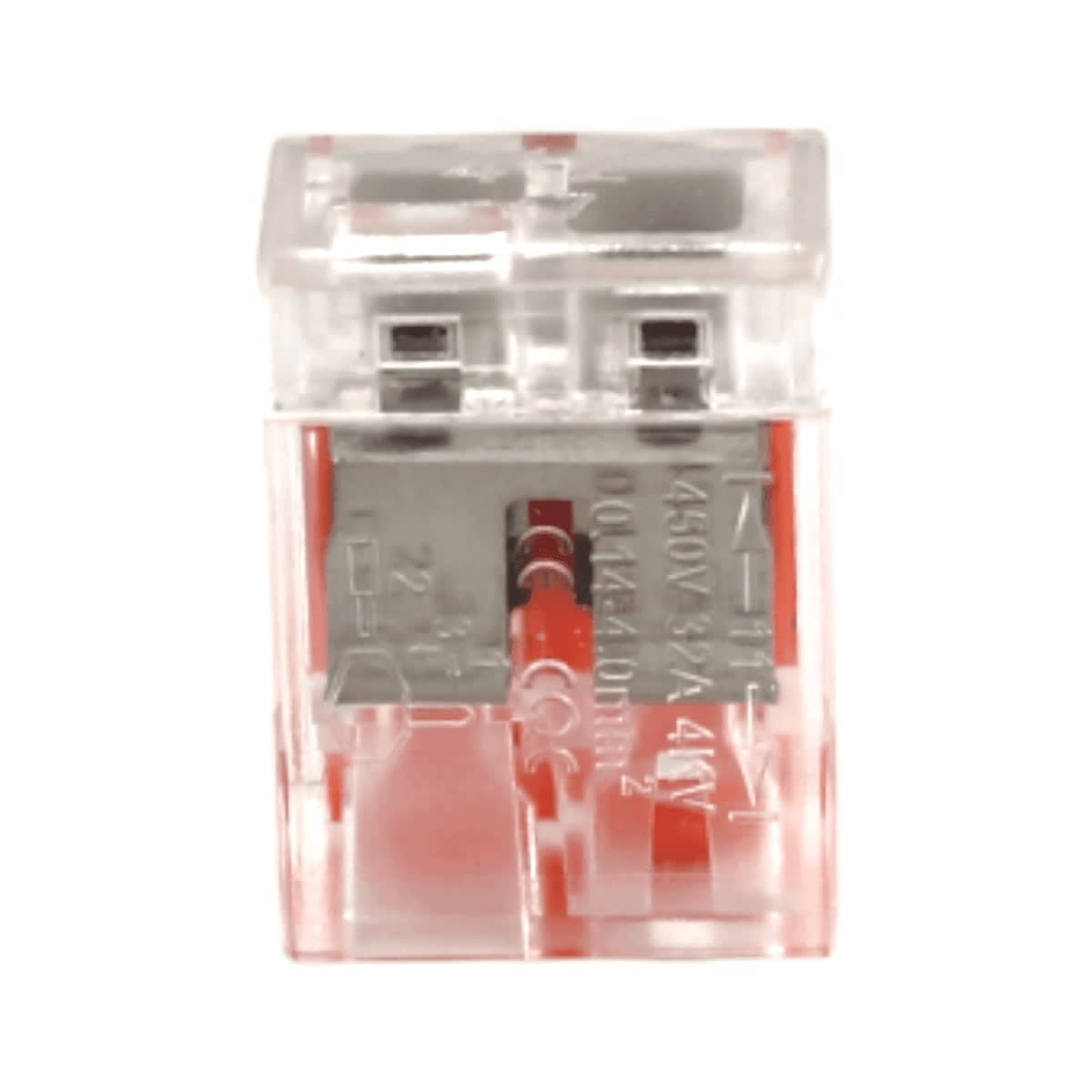 Conector Rapido Transparente Clip Wago 0.8-4mm2 32A 2 Vías (25un)3