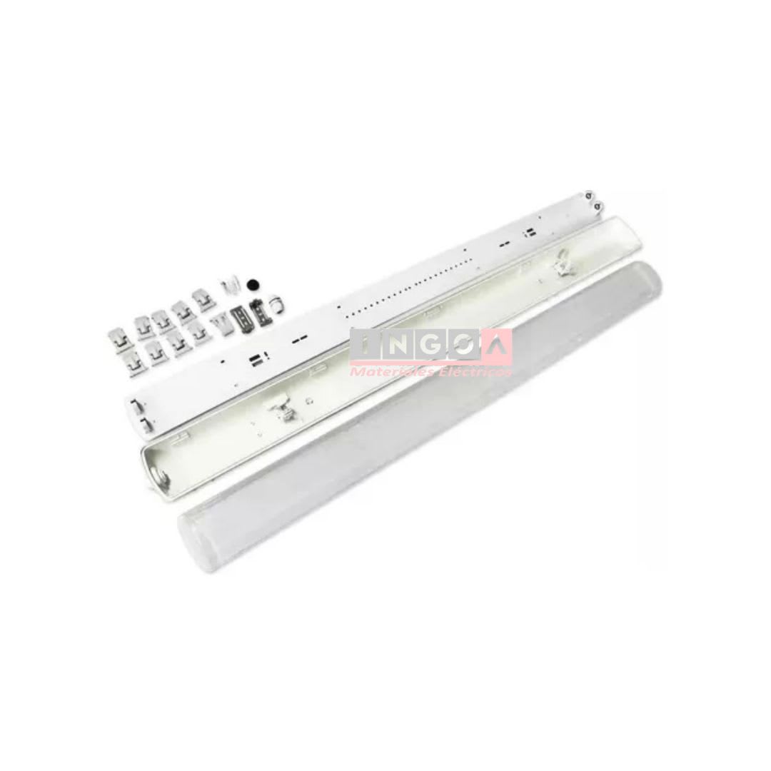 Canoa Estanco para Doble Tubo Led 2X18W 120cm IP65 Sin tubos - Globaltronic3