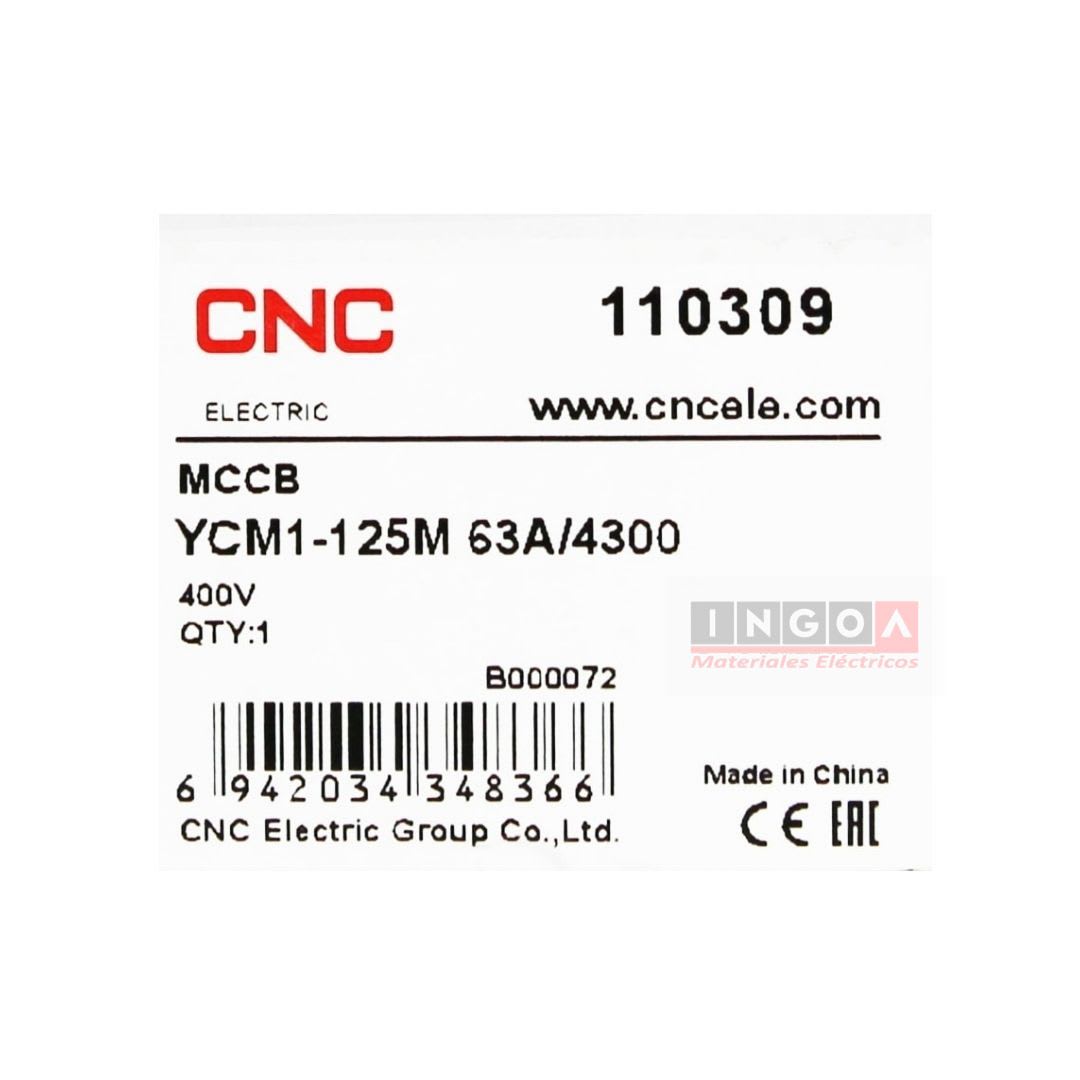 Interruptor Automatico Caja Moldeada 4x63A 50KA CNC16