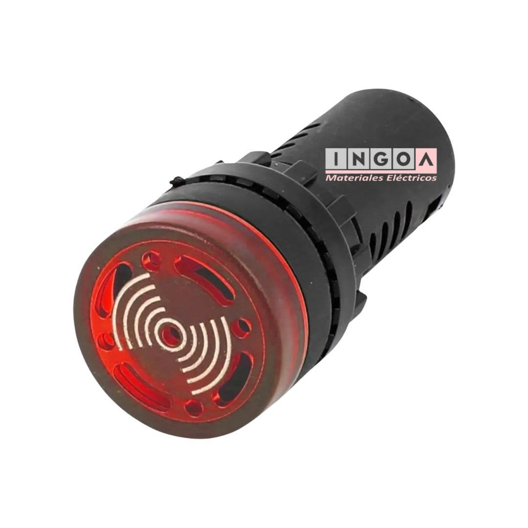 Luz Piloto Led Rojo Alarma Sonora 220VAC 22mm3