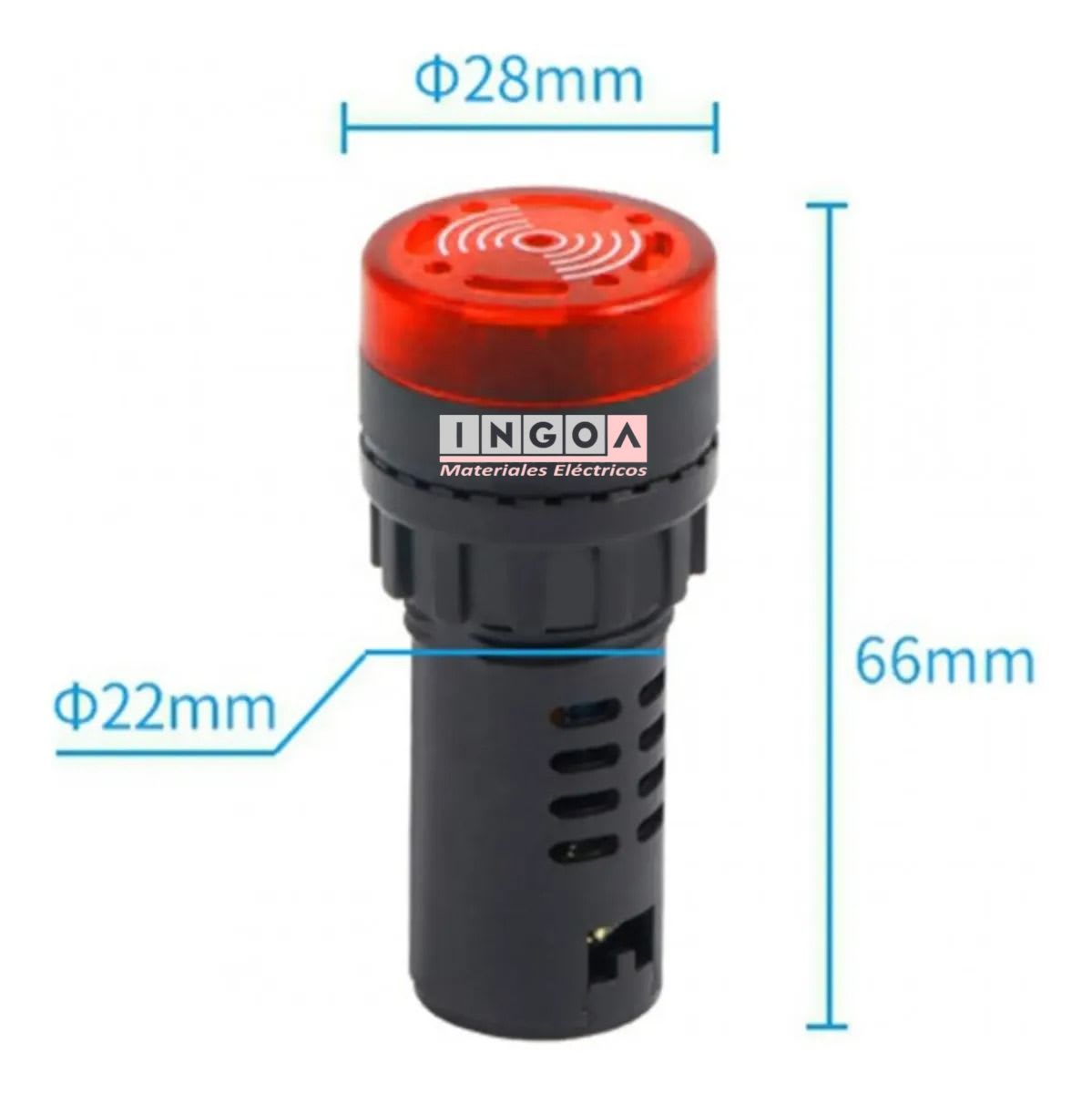 Luz Piloto Led Rojo Alarma Sonora 220VAC 22mm6