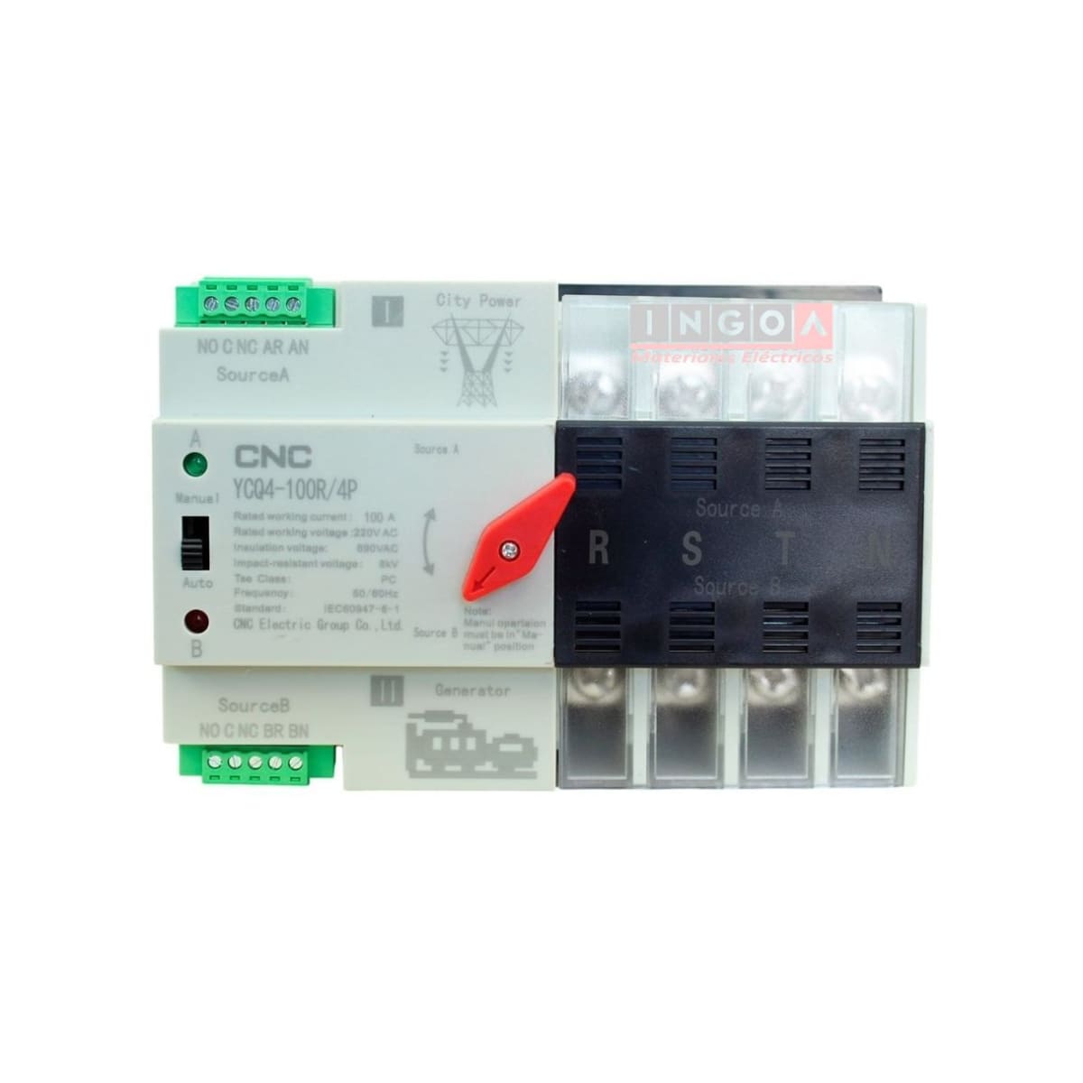 Switch de Transferencia Automatica 4 Polos ATS 100A YCQ4-100R/4P CNC - Vista 2