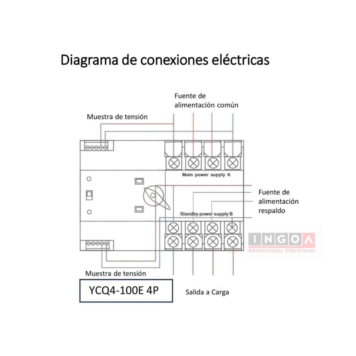 Switch de Transferencia Automatica 4 Polos ATS 100A YCQ4-100R/4P CNC - Vista 9