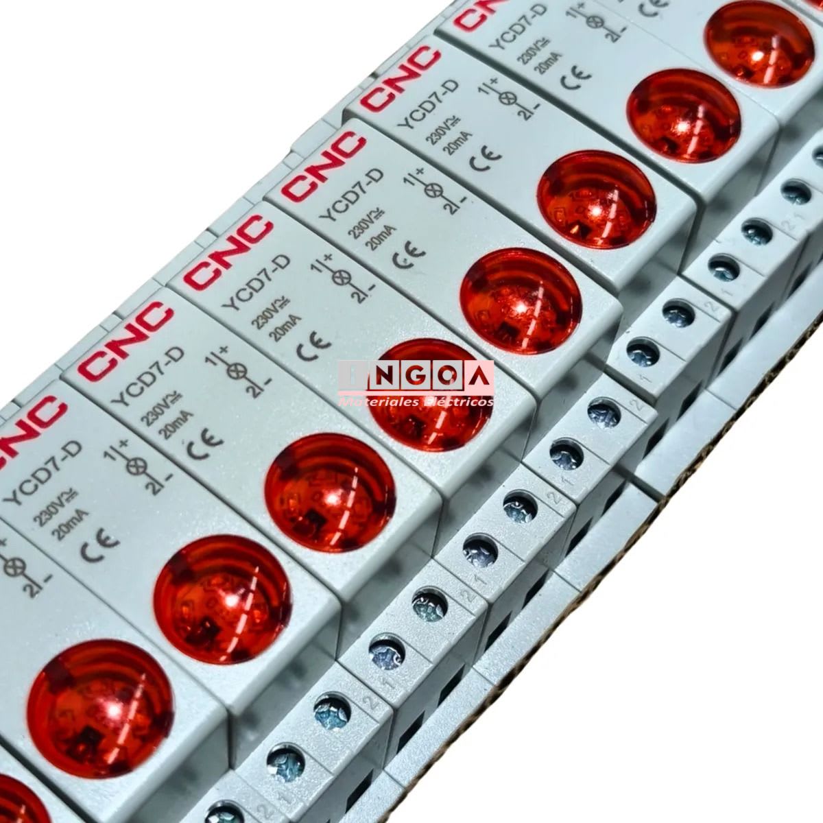 Luz Piloto a Riel Din Roja 220VAC IP20 YCD7 - CNC - Vista 7
