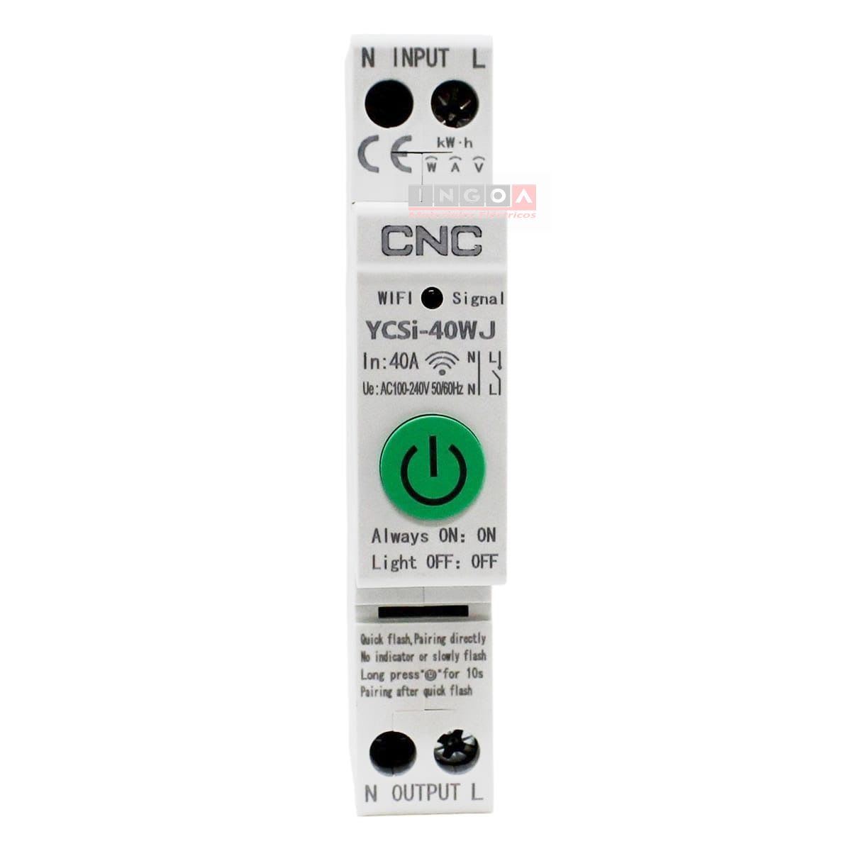 Interruptor Wifi Pro (L+N) 1P 40A 240Vac App Tuyasmart YCSi-40WJ CNC - Vista 2