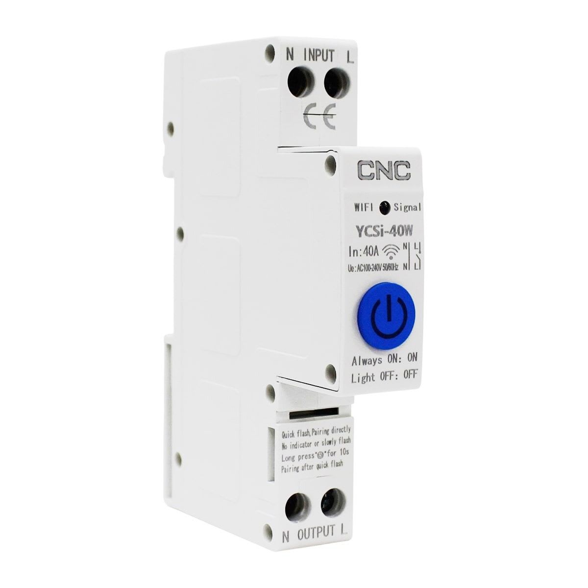 Interruptor Wifi On-Off (L+N) 1P 40A 240Vac App Tuyassmart YCSi-40W CNC - Imagen Principal