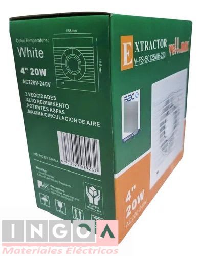 Extractor Ventilador de Aire 4" Baño Cocina 220V - Vellmax - Vista 6