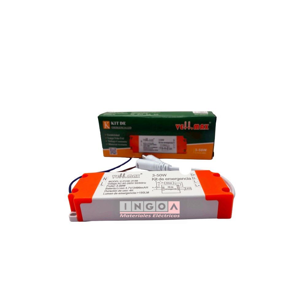 Kit de Emergencia Led 3-50W, 10A 2hrs Vellmax2