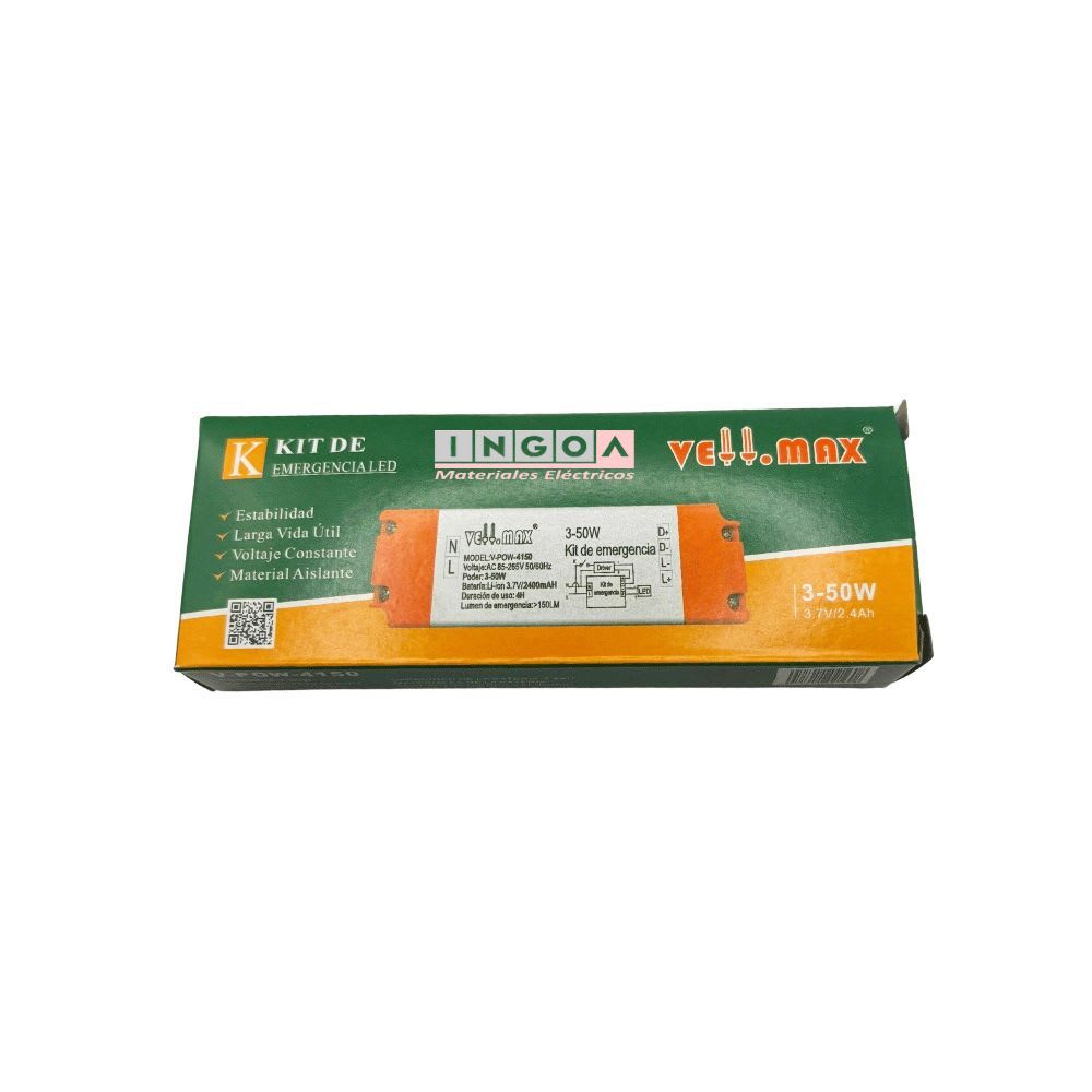Kit de Emergencia Led 3-50W, 10A 2hrs Vellmax4