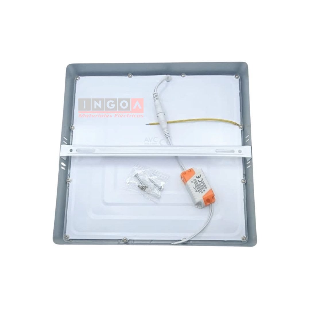 Plafon Sobrep. Cuadrado Borde Plata 24W, 285X285X24MM, 6500K, 2160LM - AVC4