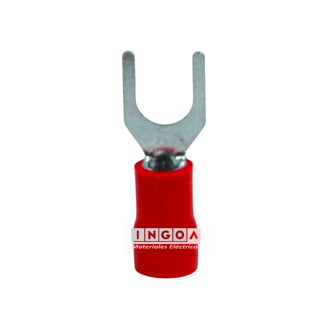 Terminal Horquilla 22-16 AWG Rojo M4 (100un) - Vista 3