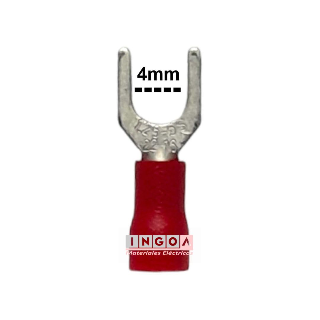 Terminal Horquilla 22-16 AWG Rojo M4 (100un) - Vista 4