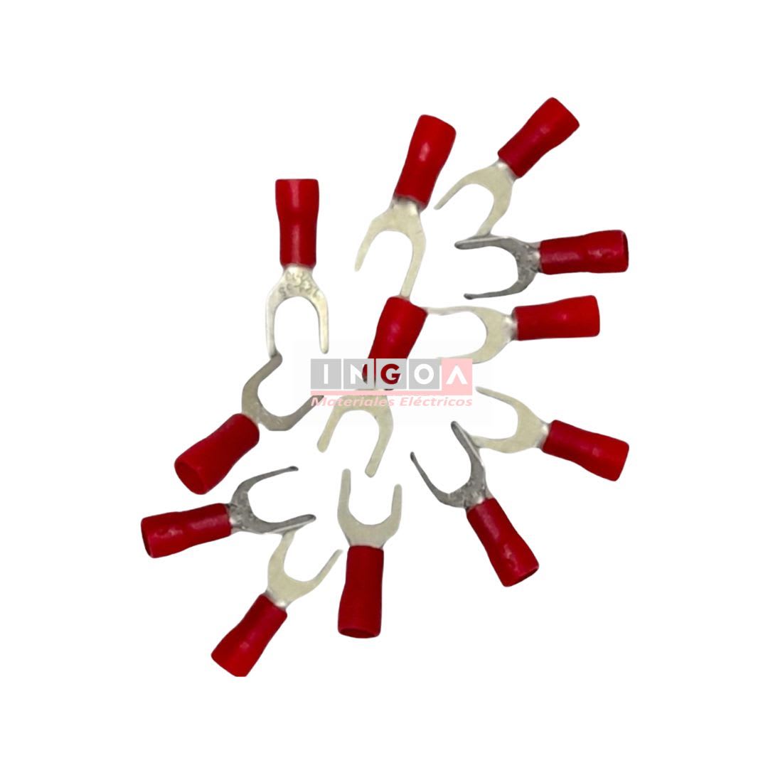 Terminal Horquilla 22-16 AWG Rojo M4 (100un)5