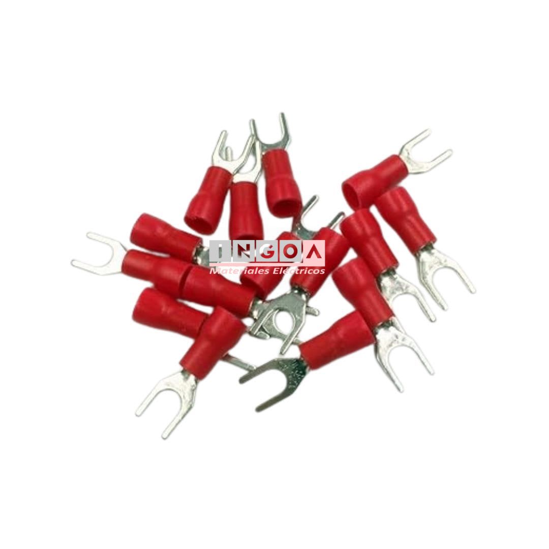 Terminal Horquilla 22-16 AWG Rojo M4 (100un) - Vista 6
