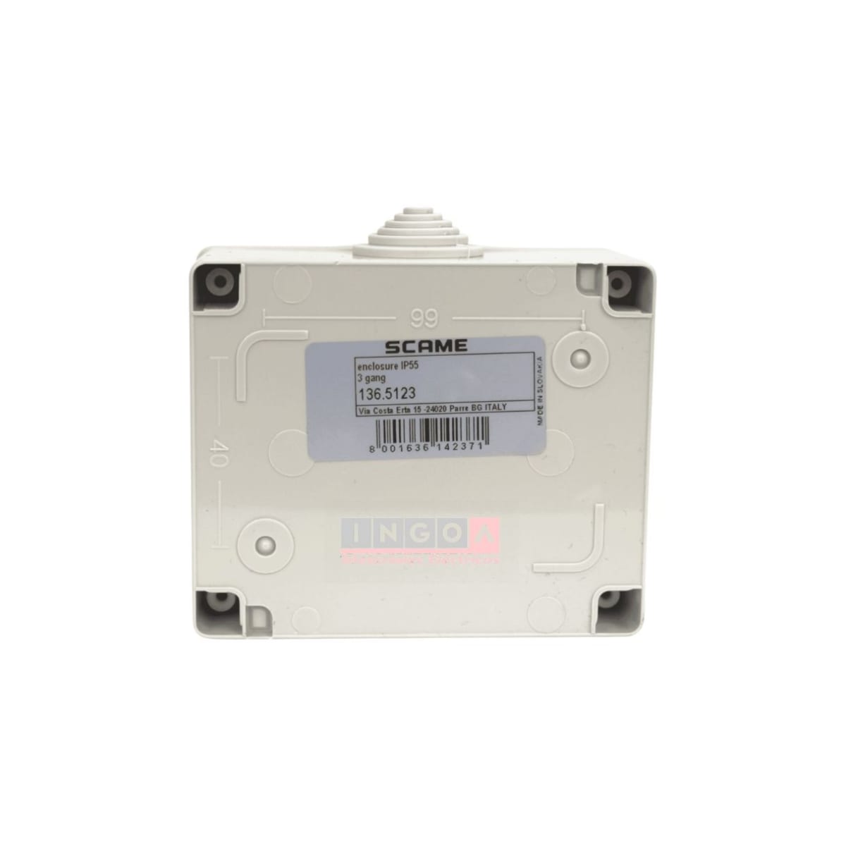 Casquete Caja Hidrobox Interperie 3 Mod. IP55 98x82x66mm - Scame - Vista 4