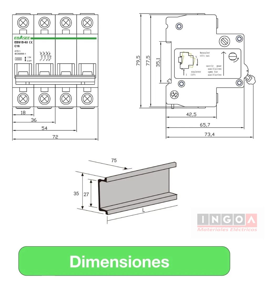 Int. Automatico Ebasee 1x10A 6KA Curva C - Vista 7