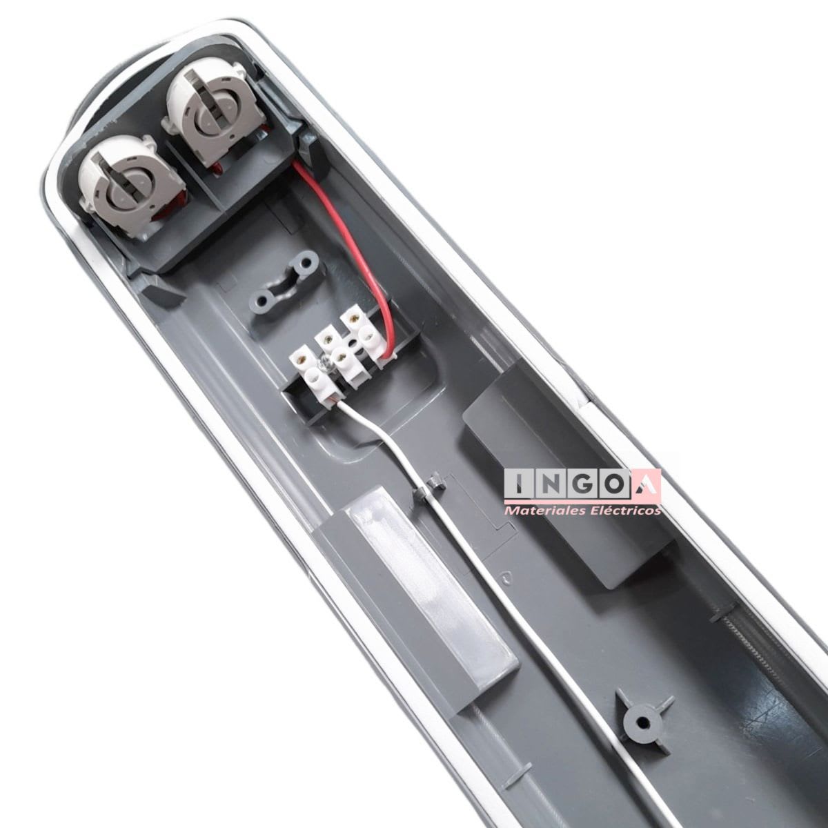 Canoa Estanco para Doble Tubo Led 2X20W 120cm IP65 Sin tubos - VKB4