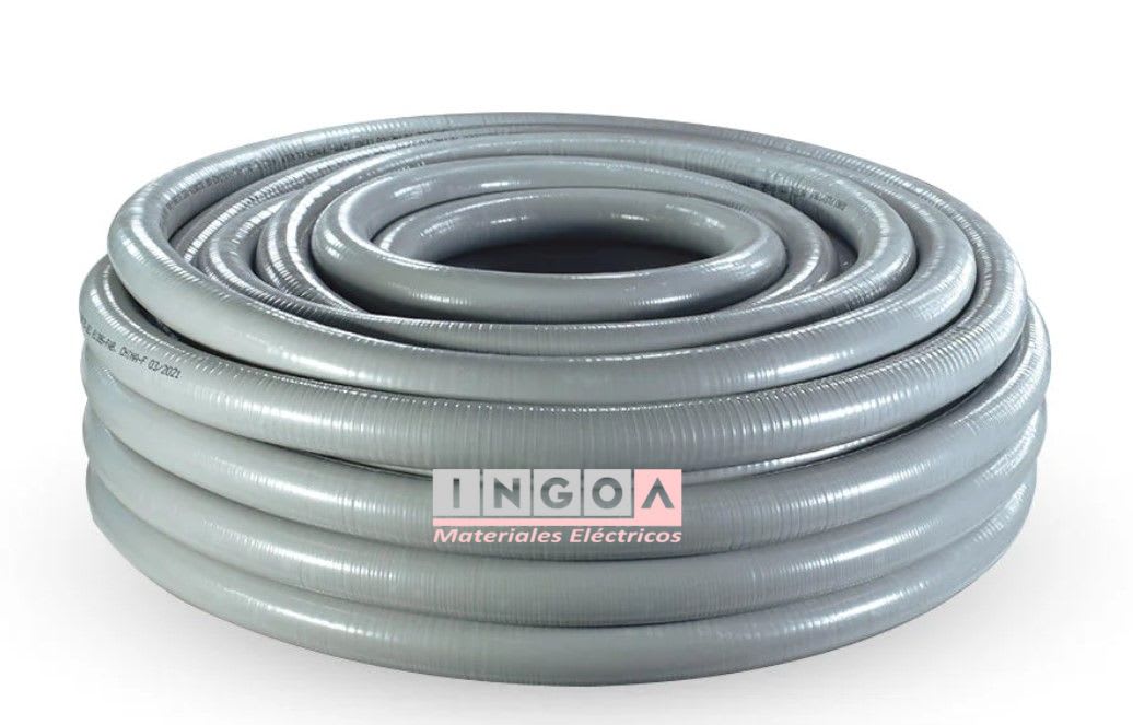 Conduit Flexible Metalico/PVC Gris 25MM Exterior Rollo 30 M2