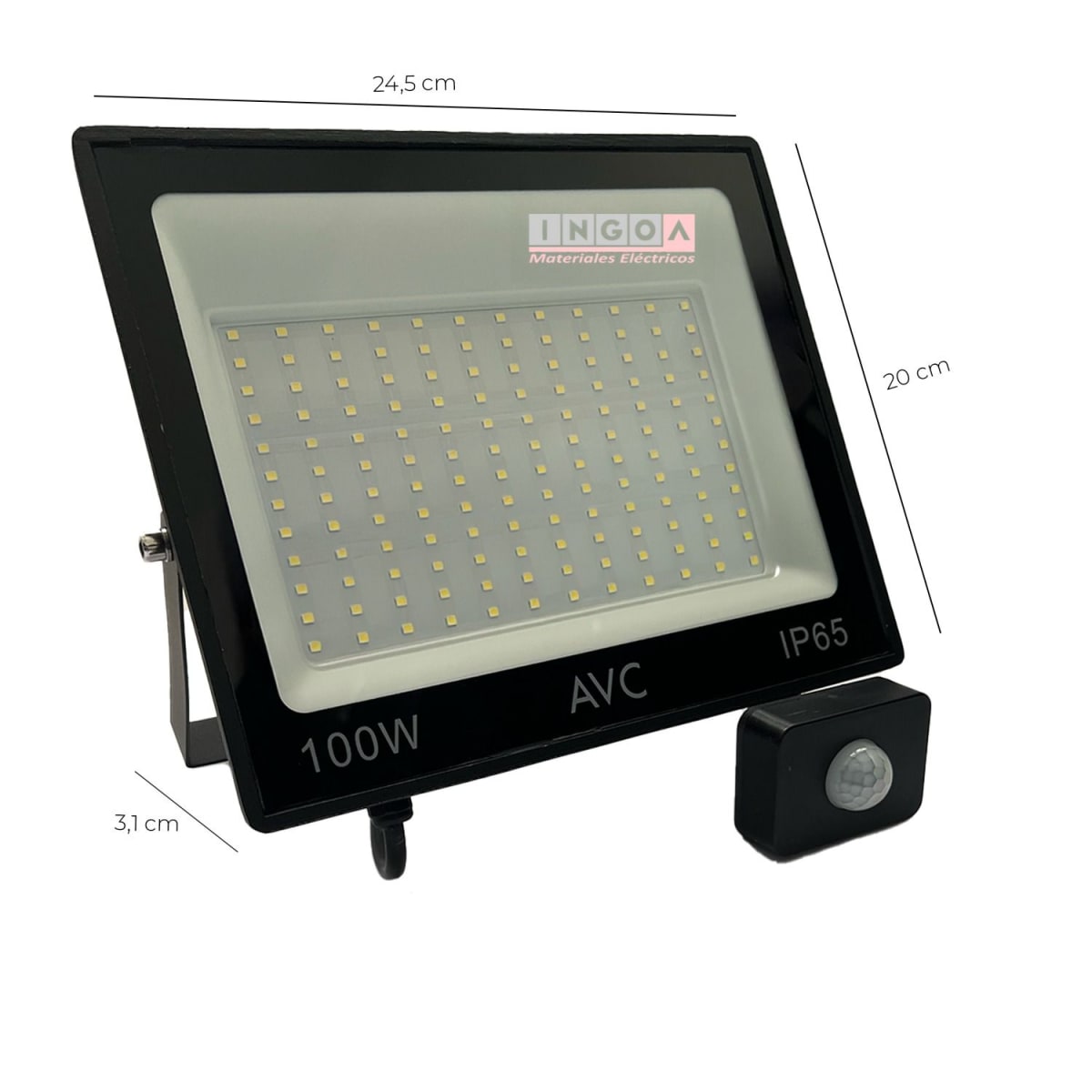 Foco Proyector Led con Sensor 100W 10000LM IP65 6500K-AVC - Vista 2