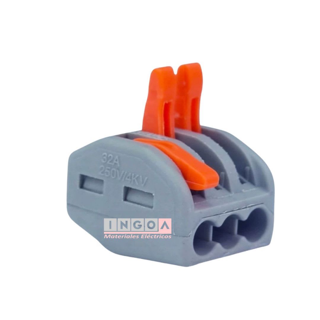 Conector Rapido Clip Wago 0.8-4mm2 32A 3 Vías (100un)2