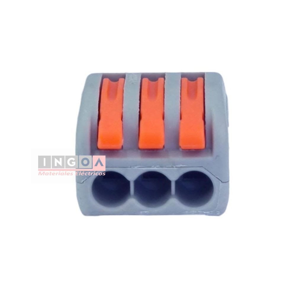 Conector Rapido Clip Wago 0.8-4mm2 32A 3 Vías (100un)3