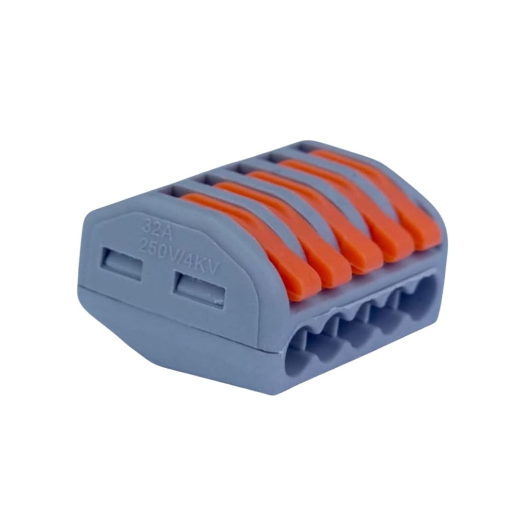 Conector Rapido Clip Wago 0.8-4mm2 32A 5 Vías (50un) 0
