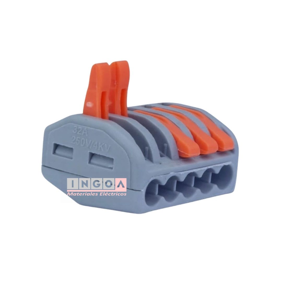 Conector Rapido Clip Wago 0.8-4mm2 32A 5 Vías (50un)2
