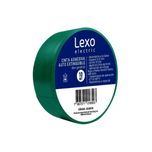 Huincha Aisladora Verde 19mmx10mtx0.13mm - Lexo - Imagen Principal