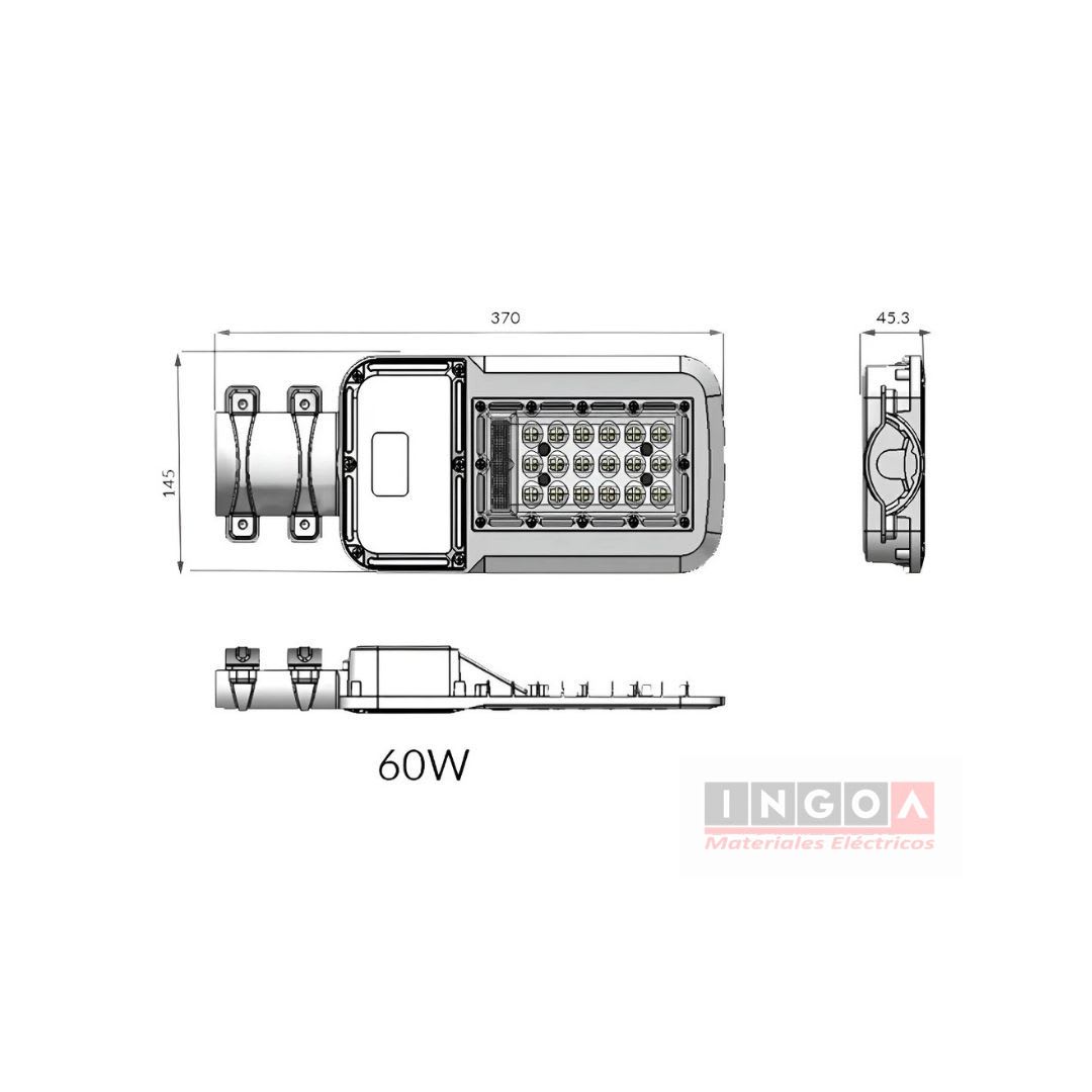 Luminaria Alumbrado Publico Slim Led 60W 7800LM Luz Fria WANT - Vista 6