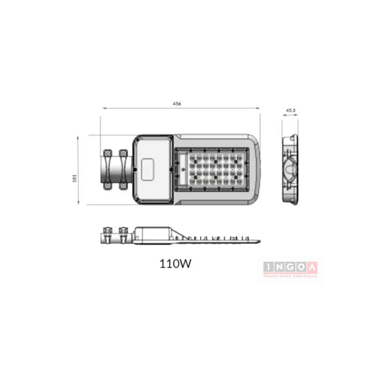Luminaria Alumbrado Publico Slim Led 110W 13200LM Luz Fria WANT - Vista 6