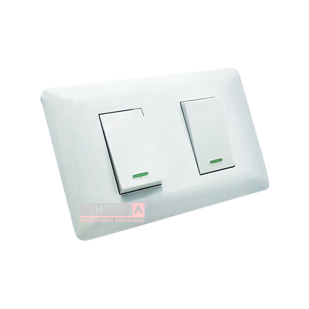 Interruptor Doble Emb. 9/24 10A 250V Blanco - Want - Vista 2