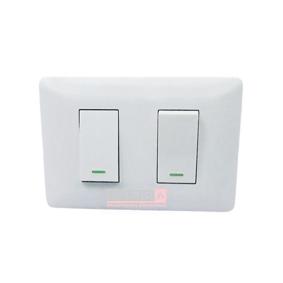 Interruptor Doble Emb. 9/24 10A 250V Blanco - Want - Vista 3